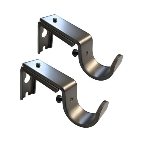 extendable gun metal curtain rod brackets|3/4.